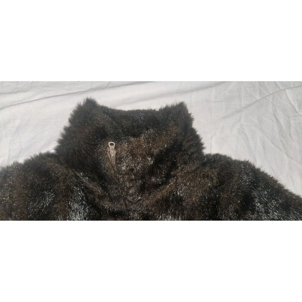 Vtg Roamans Dark Brown Faux Fur Coat Size 1X Jacket Whimsigoth Viking - Picture 8 of 10